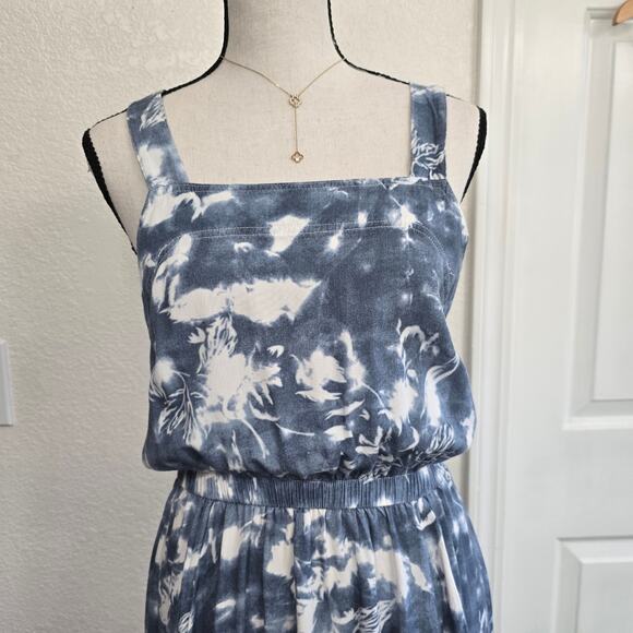 Splendid Jenna Maxi Dress Tired Sz S Blue Tie Dye Boho Ruffle Bohemian Resort - Picture 5 of 8